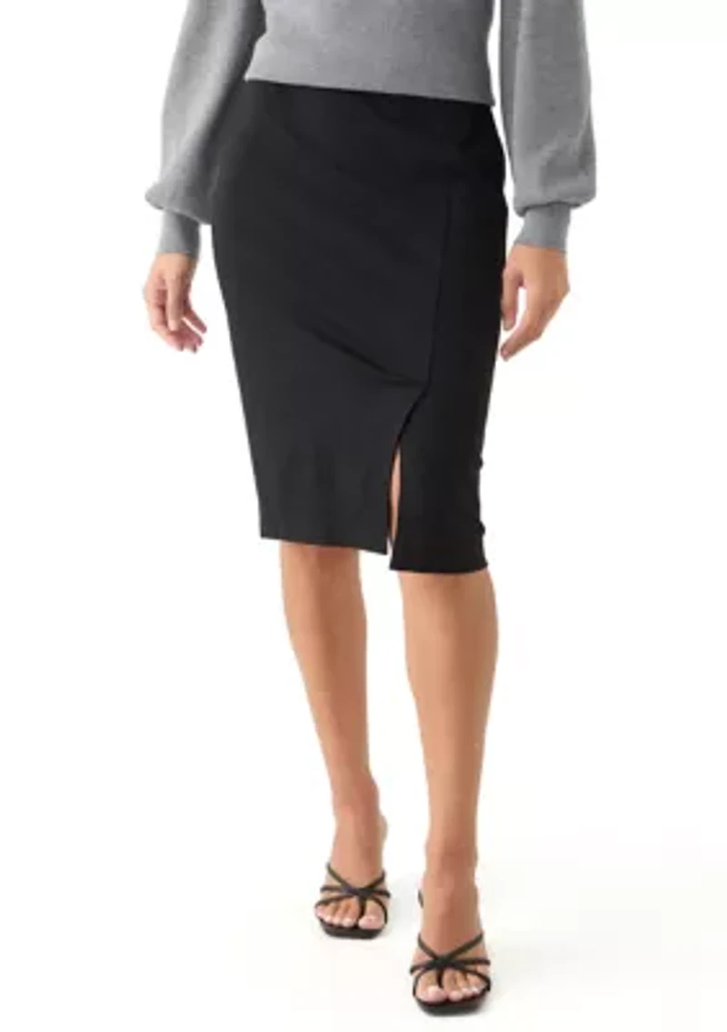 Petite Pull On Faux Wrap Skimmer Skirt