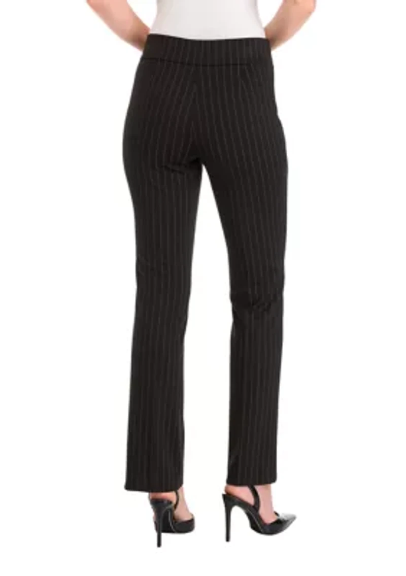 Petite Pull On Baby Bootcut Pinstripe Ponte Pants