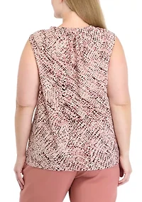 Plus Abstract Print Sleeveless Knit Top