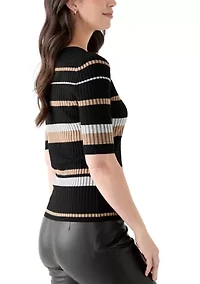 Women's Striped Keyhole Top