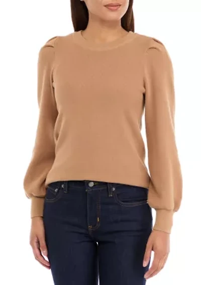 Women's Crew Neck Puff Sleeve Sweater