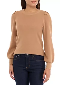 Women's Crew Neck Puff Sleeve Sweater