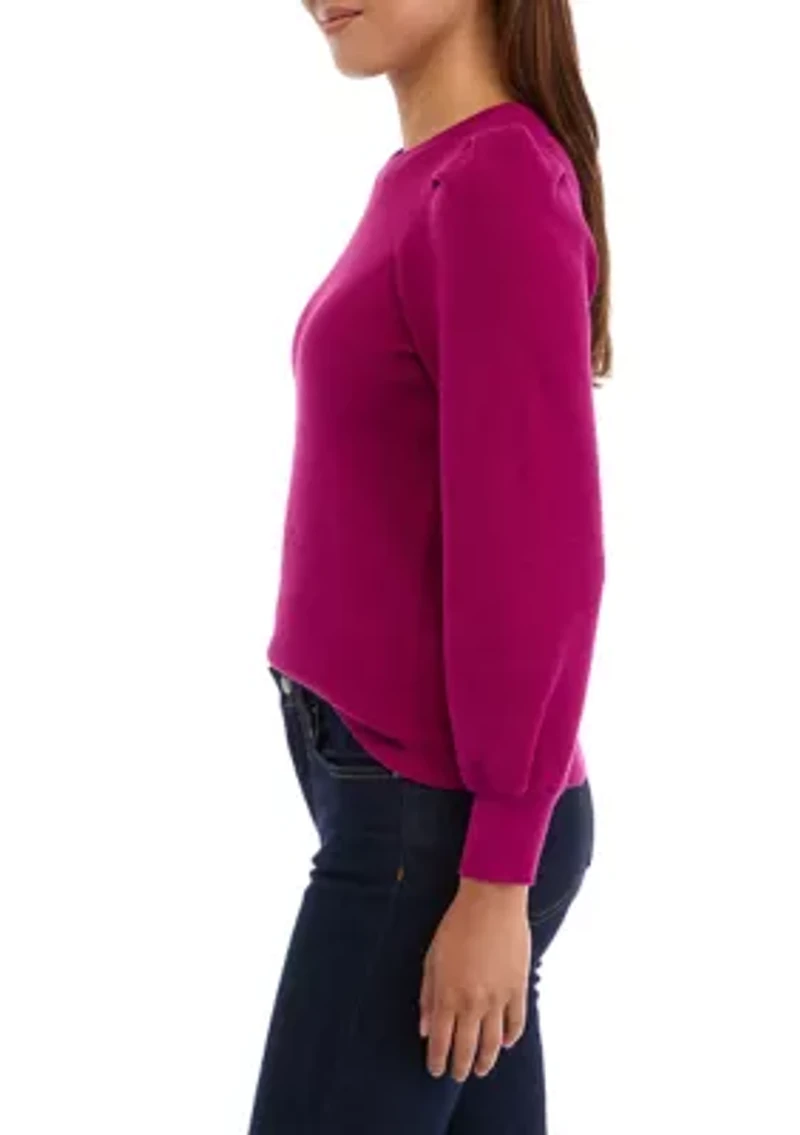 Women's Crew Neck Puff Sleeve Sweater