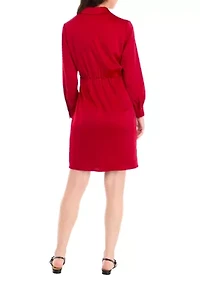 Petite Faux Wrap Shirtdress