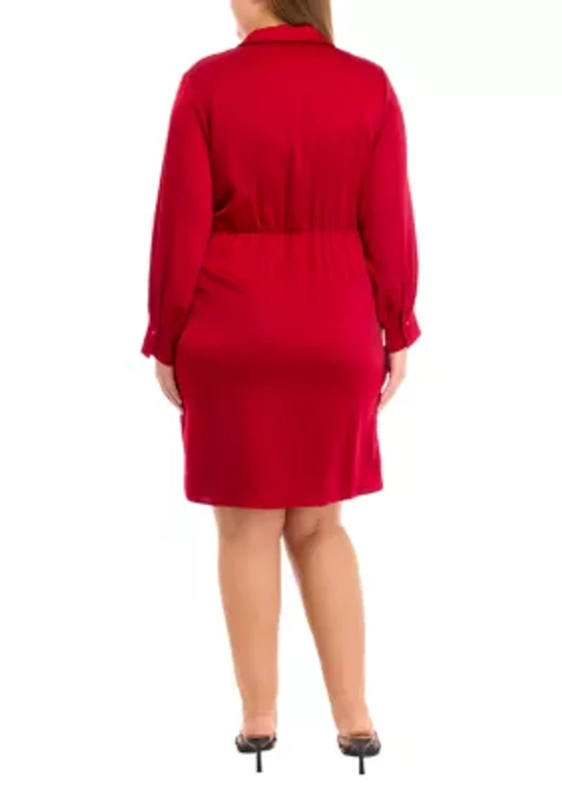Plus Faux Wrap Shirtdress