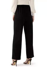 Petite High Rise Pull On Wide Leg Pants