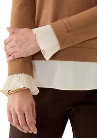 Petite Long Sleeve 2Fer Blouse Sweater