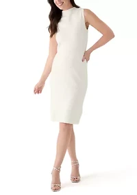 Women's Sleeveless Mock Neck Heat Set Stud Dress