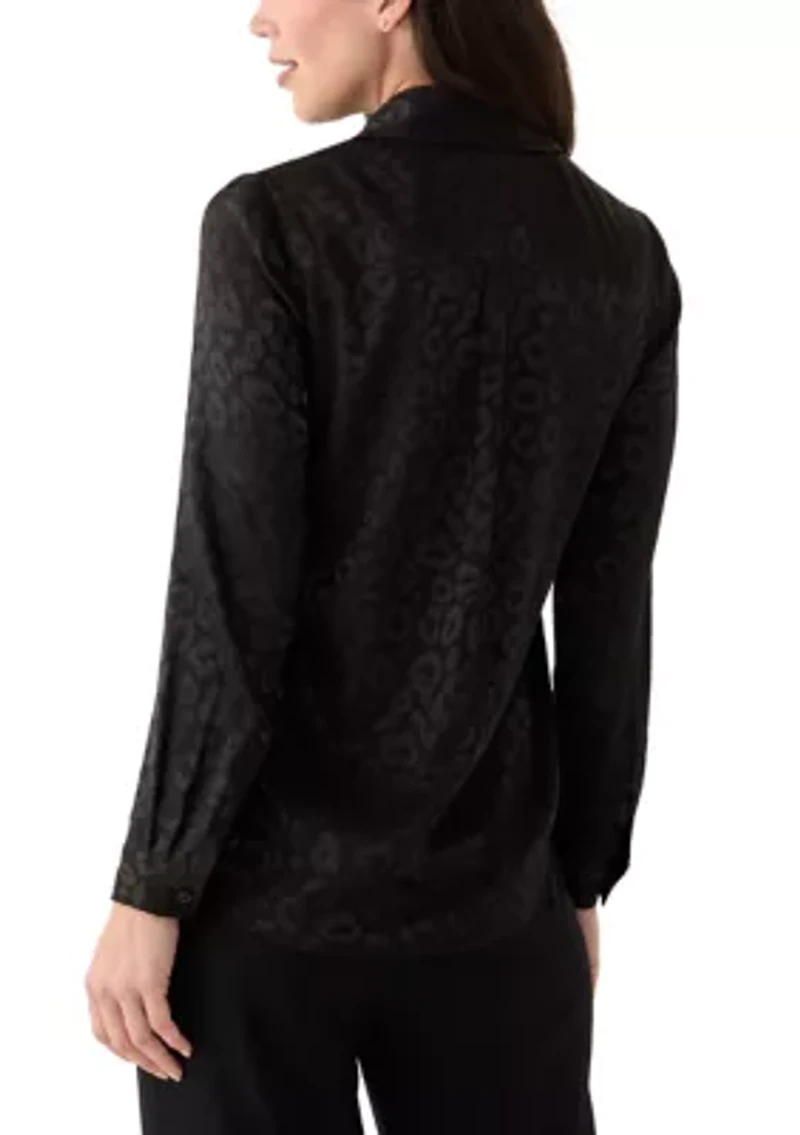 Women's Long Sleeve Printed Button Down Shirt