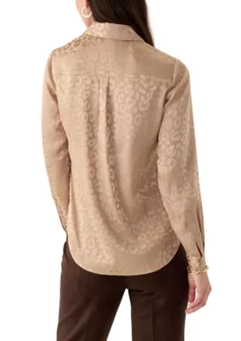 Women's Long Sleeve Printed Button Down Shirt