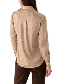 Women's Long Sleeve Printed Button Down Shirt