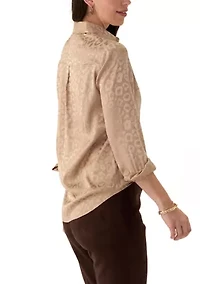 Women's Long Sleeve Printed Button Down Shirt