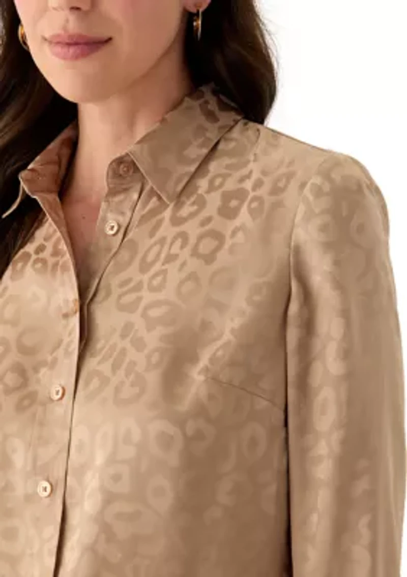 Petite Long Sleeve Button Down Shirt