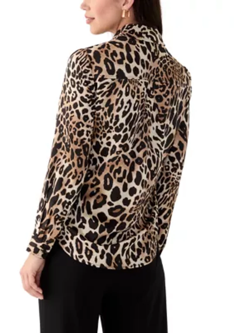 Petite Printed Button Down Shirt