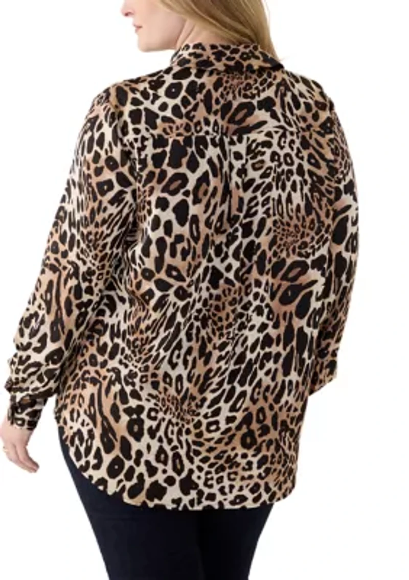 Plus Long Sleeve Button Down Shirt