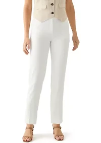 Petite Fly Front Slant Pocket Slim Pants