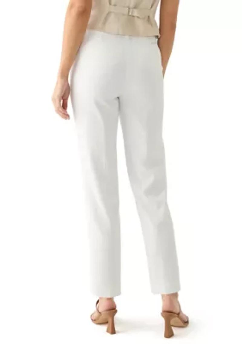 Petite Fly Front Slant Pocket Slim Pants