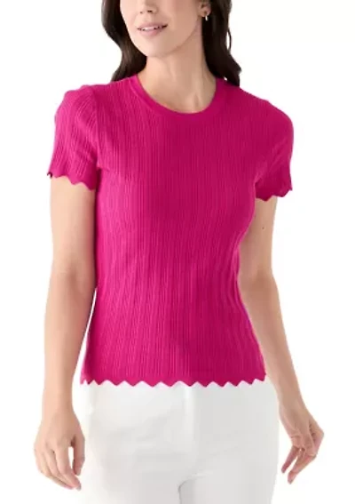 Women's Variegated Ribbed Short Sleeve Top