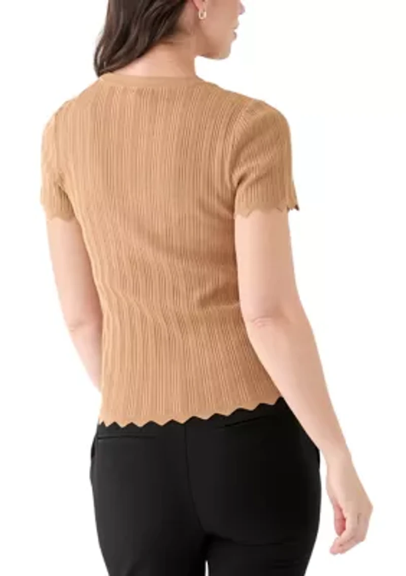 Women's Variegated Ribbed Short Sleeve Top