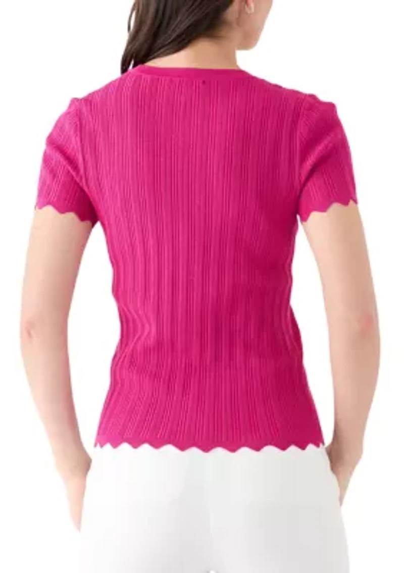 Women's Variegated Ribbed Short Sleeve Top