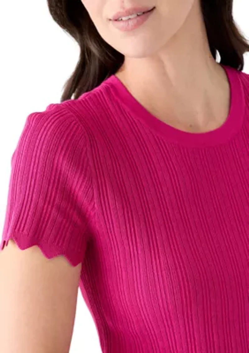 Women's Variegated Ribbed Short Sleeve Top