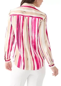 Petite Long Sleeve Button Down Shirt