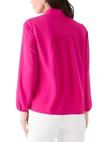 Women's Long Sleeve Tie Neck Blouse