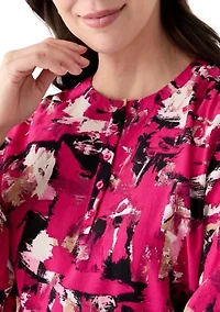 Women's Jewel Neck Keyhole Front Blouse