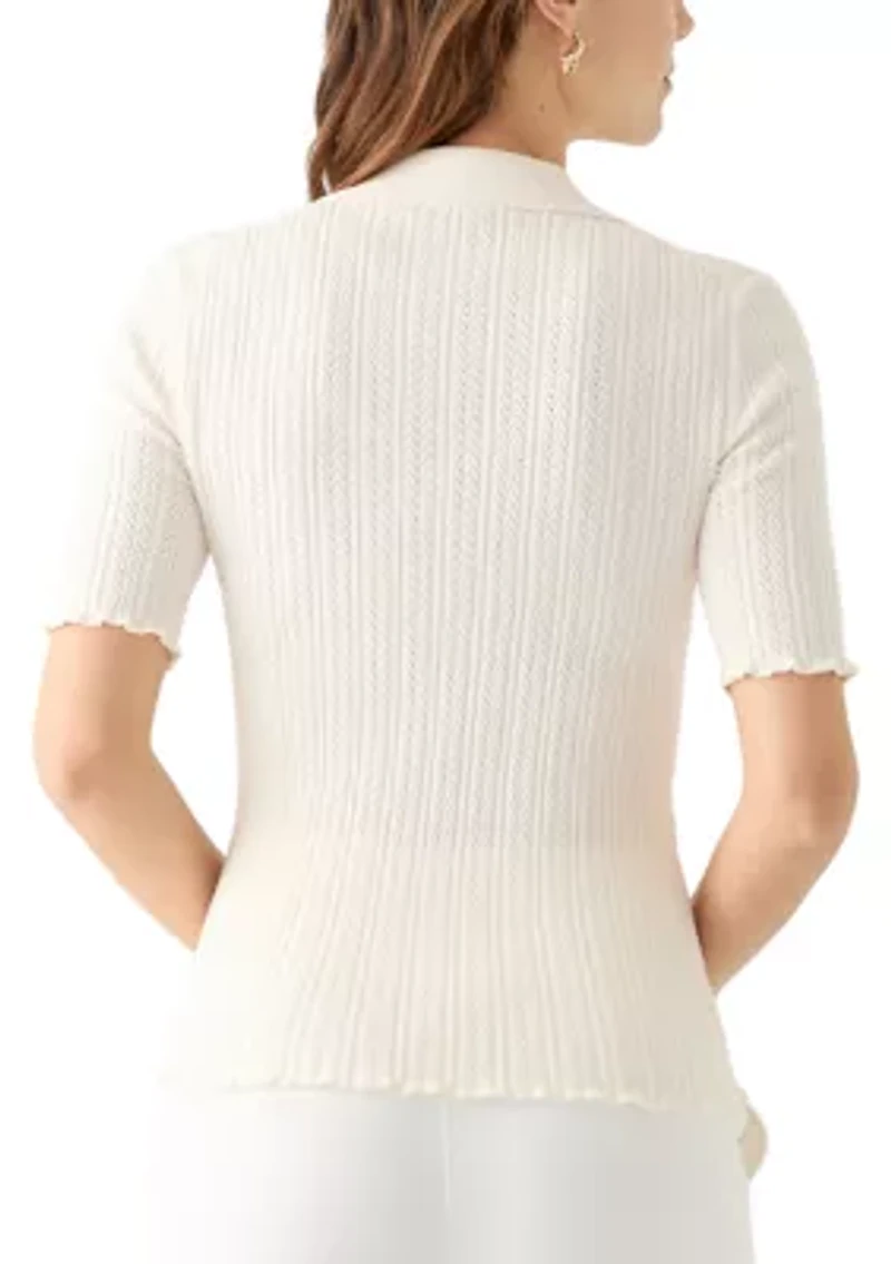 Short Sleeve Collared Sweater