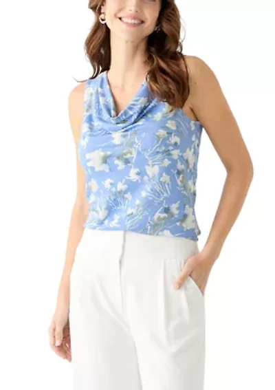 Women's Floral Print Cowl Neck Knit Top