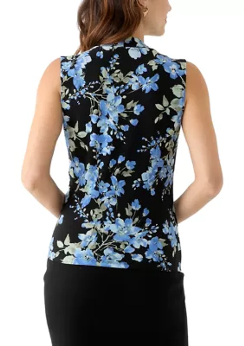Women's Floral Print Sleeveless Wrap Top