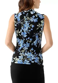 Women's Floral Print Sleeveless Wrap Top