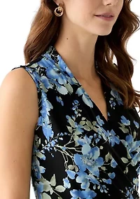 Women's Floral Print Sleeveless Wrap Top