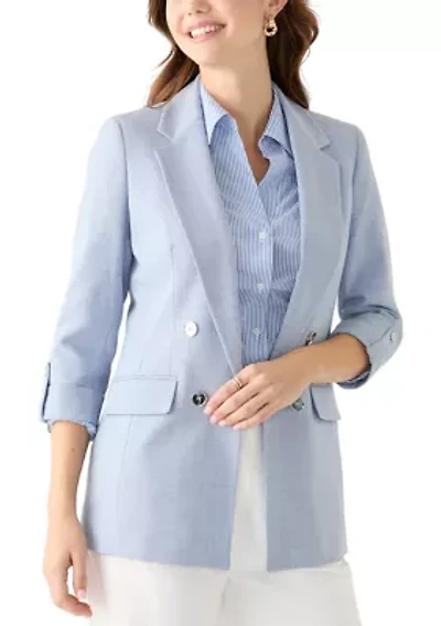 Women's Mélange Roll Sleeve Faux Double Breasted Jacket