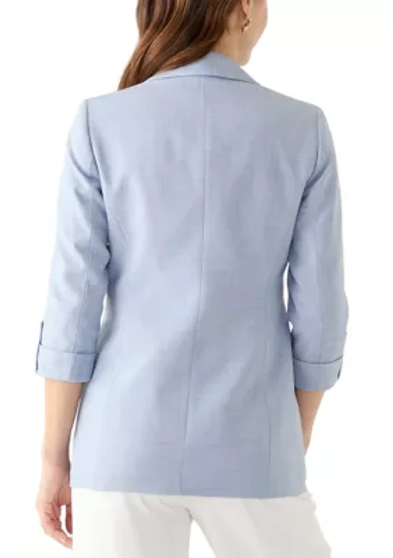Women's Mélange Roll Sleeve Faux Double Breasted Jacket