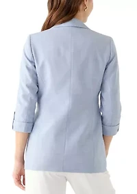 Women's Mélange Roll Sleeve Faux Double Breasted Jacket