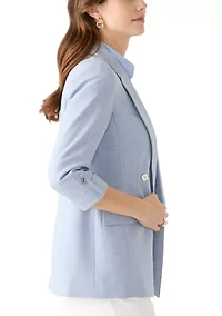 Women's Mélange Roll Sleeve Faux Double Breasted Jacket