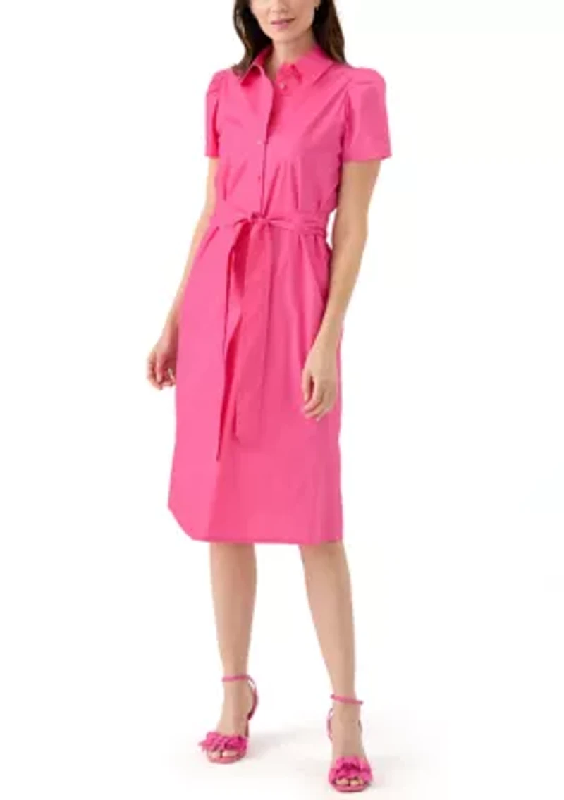 Women's Puff Sleeve Midi Shirtdress