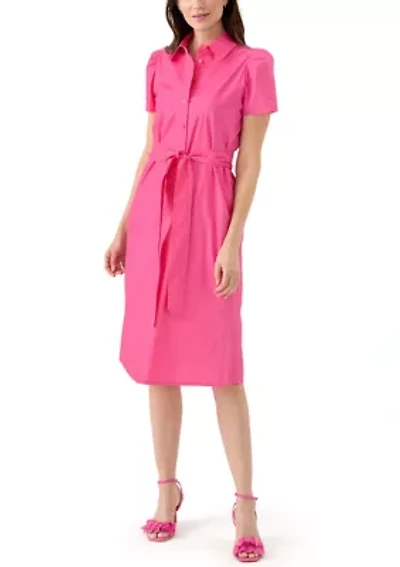 Women's Puff Sleeve Midi Shirtdress