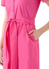 Women's Puff Sleeve Midi Shirtdress