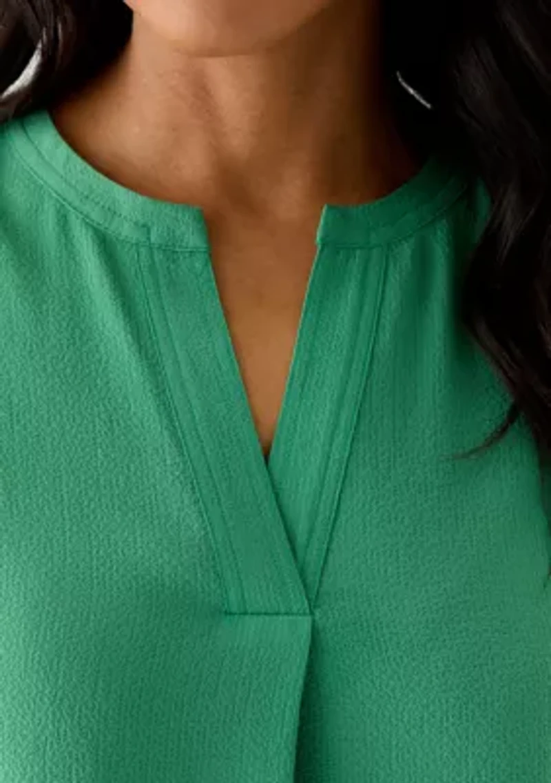 Petite Bubble Chiffon Flutter Sleeve Blouse