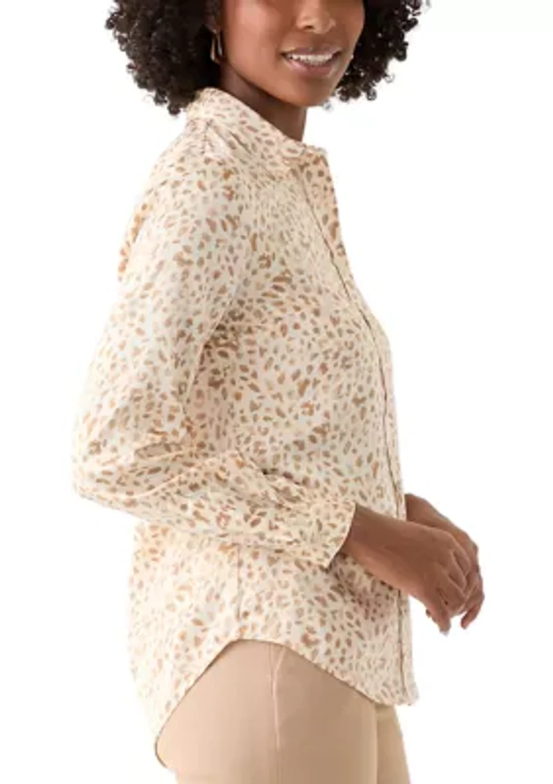 Women's Animal Print Button Front Blouse