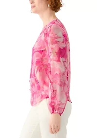Women's Floral Print Button Front Blouse