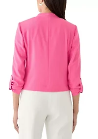 Crepe Scrunch Sleeve Cardigan Jacket