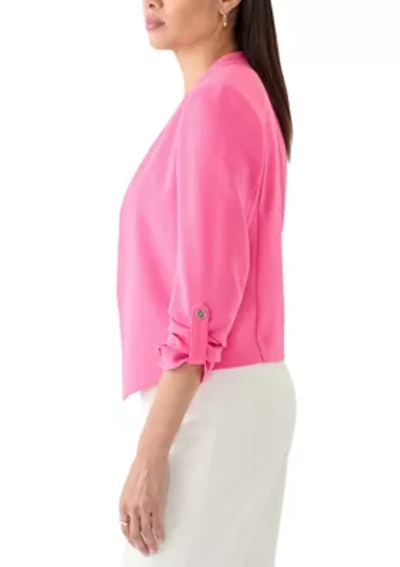 Crepe Scrunch Sleeve Cardigan Jacket