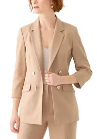 Women's Linen Faux Double Breasted Jacket