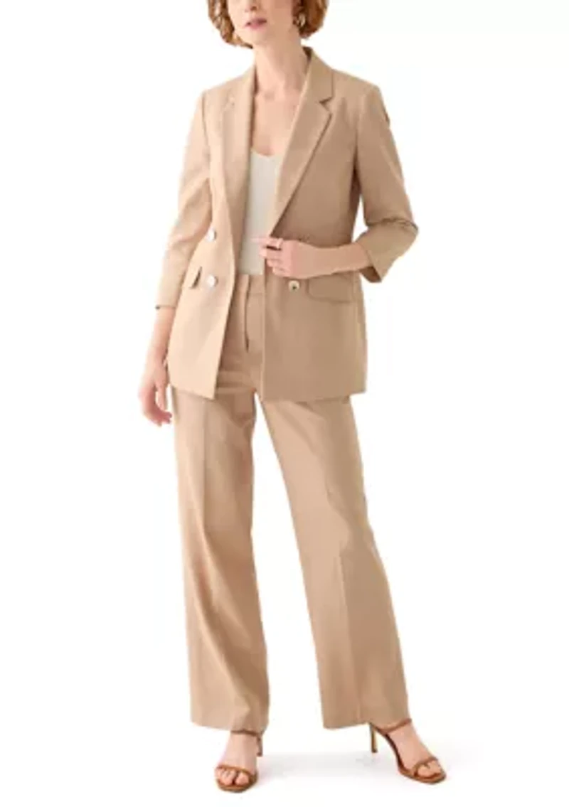 Women's Linen Faux Double Breasted Jacket