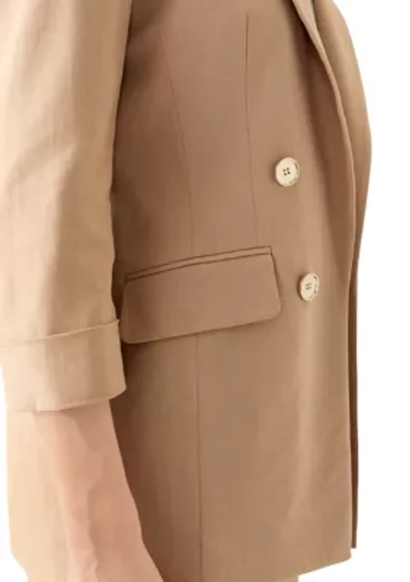 Women's Linen Faux Double Breasted Jacket