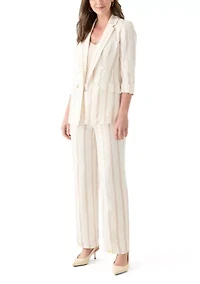 Women's Striped Faux Double Breasted Jacket