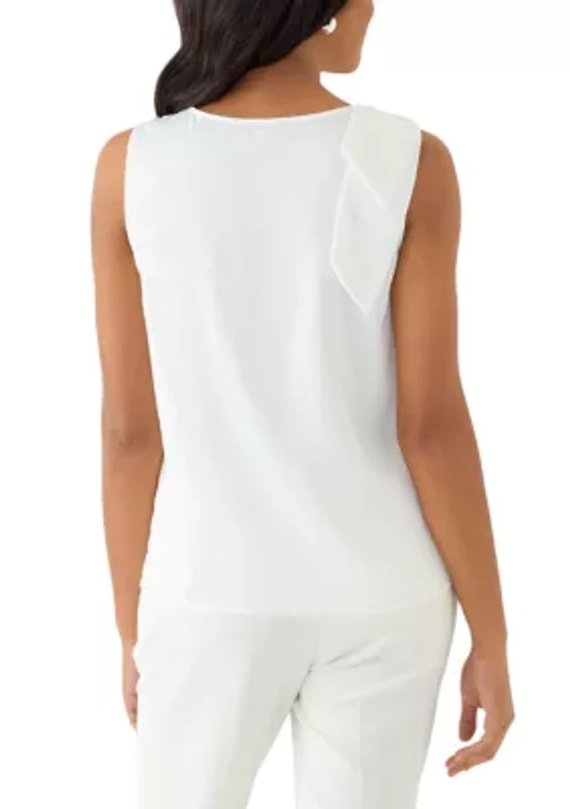 Women's V-Neck Bow DEtail Sleeveless Blouse
